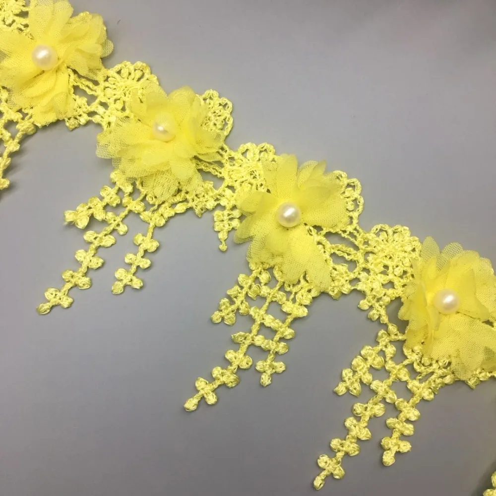 GXINUG 2 metrų Gėlių Pearl Kutas Nėrinių Audinio Apdailos Juostelės Siuvinėtos Aplikacijos, Siuvimo Reikmenys Plaukiojančioms priemonėms, Drabužių Dekoravimas