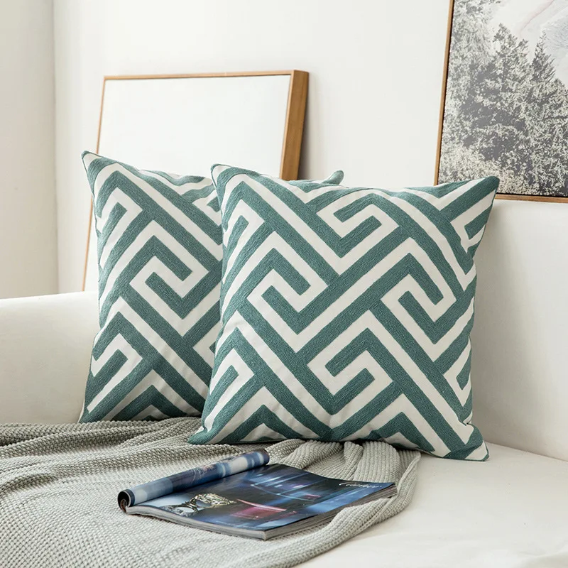 45X45cm prabanga žalia siuvinėjimo Mesti Pagalvę padengti vientisos spalvos šiaurės Pagalvėlė padengti romantiška namų puošybai Pagalvės, sofos pagalvėlė