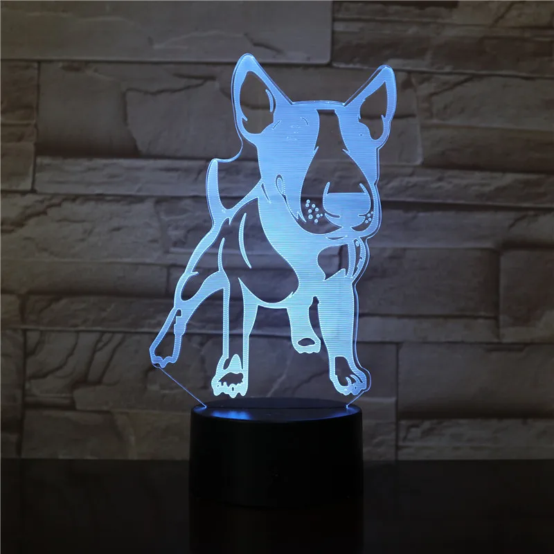 Šiuolaikinės Staffordshire Bull Terjeras 3D LED Nakties Šviesos Gyvūnų Augintinių Šunų Mažylis Optinė iliuzija Lempa Namų Dekoro Stalo Lempa Šviesos Stalas