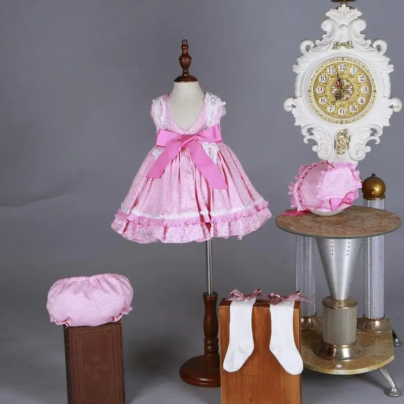 2019 m. Rudenį ispanijos Mergaičių Medvilnės Kokybės Princesė Dress Vaikų Gimtadienio Wediing Suknelė, Vaikams, Suknelės Mergaitėms Saldus Suknelė 3pcs