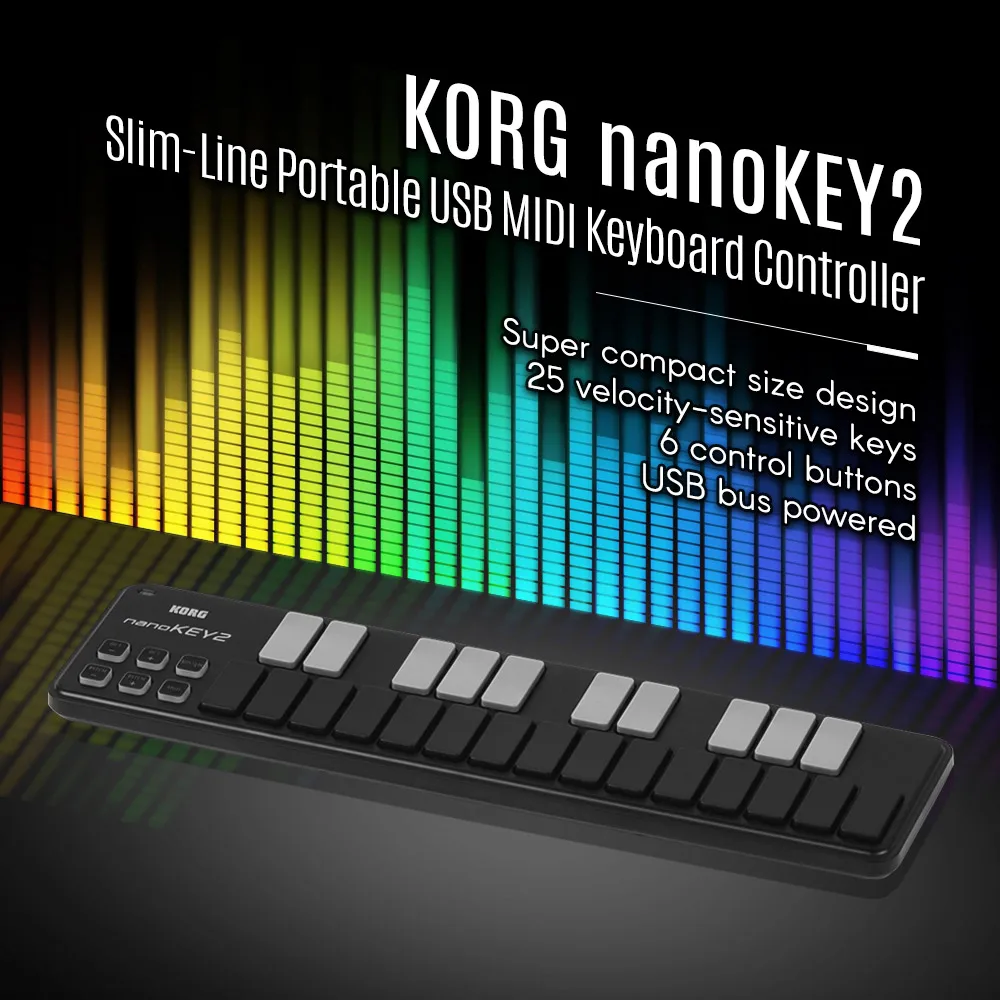 KORG MIDI Valdiklis Slim-Line Nešiojamas USB MIDI Klaviatūra duomenų Valdytojas 25 Klavišus su USB Laidu nanoKEY2