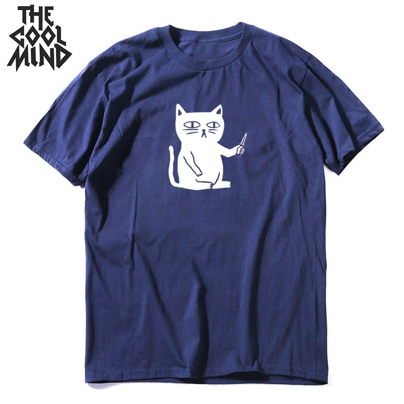 COOLMIND medvilnės, trumpomis rankovėmis o-kaklo vyrams marškinėliai atsitiktinis loost katė spausdinti vyrų Marškinėlius cool t-shirt vyrai vyrai tee marškinėliai