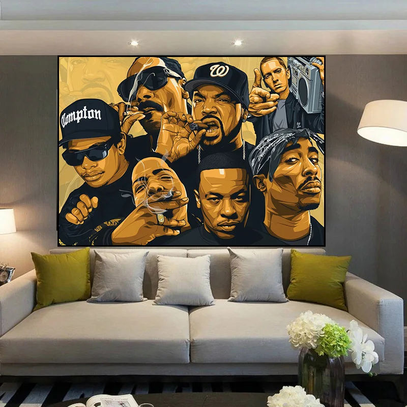 G154 Art Deco Hip-Hop Legenda 2PAC Biggie Mažas Wu-Tang NWA Hip-Hop Repo Žvaigždė Sienos Meno Nuotrauką Drobė Plakatai, Tapyba ir grafika