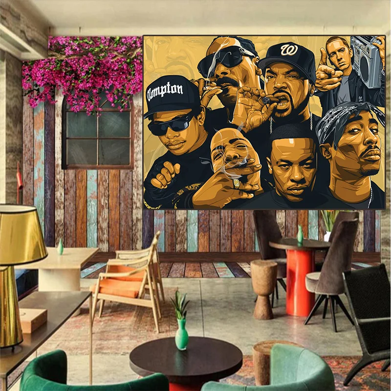 G154 Art Deco Hip-Hop Legenda 2PAC Biggie Mažas Wu-Tang NWA Hip-Hop Repo Žvaigždė Sienos Meno Nuotrauką Drobė Plakatai, Tapyba ir grafika