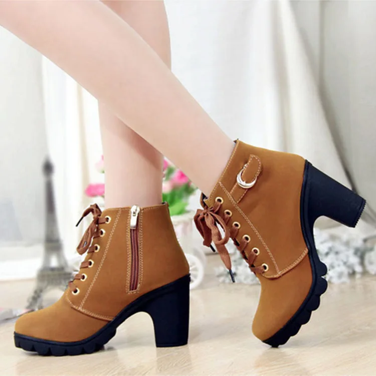 Moterų batai rudenį moterų bateliai aukštakulniai 8,5 cm nėrinių-up moterų martin batai botas de mujer plius dydis sd890