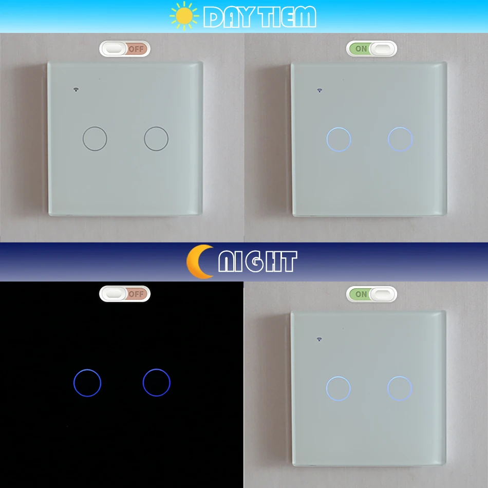 Ne Neutralus WIFI Touch Šviesos Sienos Jungiklis, ES ir JAV Balto Stiklo Mėlyna LED TUYA Smart Home Telefono 2Way/3Way Už Alexa 
