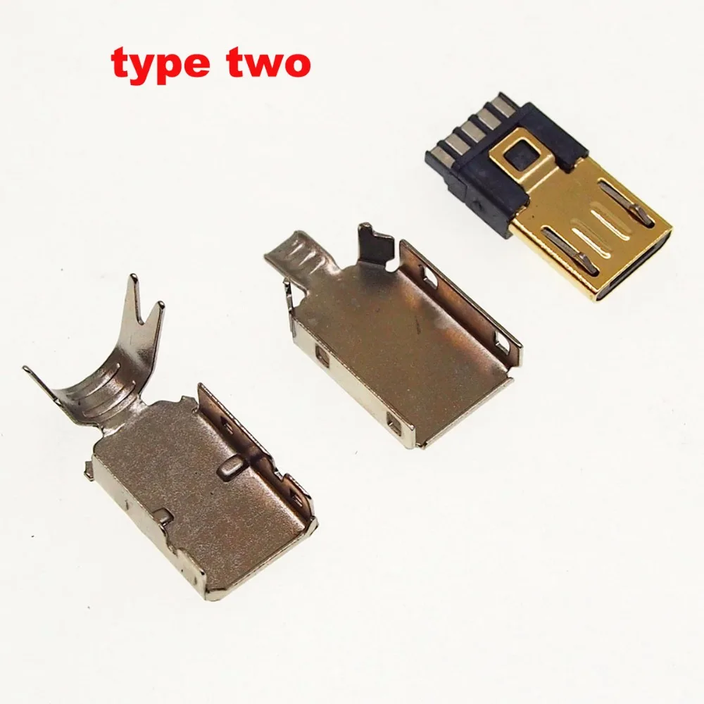 25set Auksu MICRO Mike 5P USB Male Kištukas su metaliniu korpusu korpuse