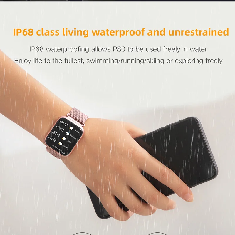 Imosi P80 smart watch moterų IP68 vandeniui visiškai jutiklinis ekranas smartwatch Širdies ritmo Monitorius samsuang xiaomi 