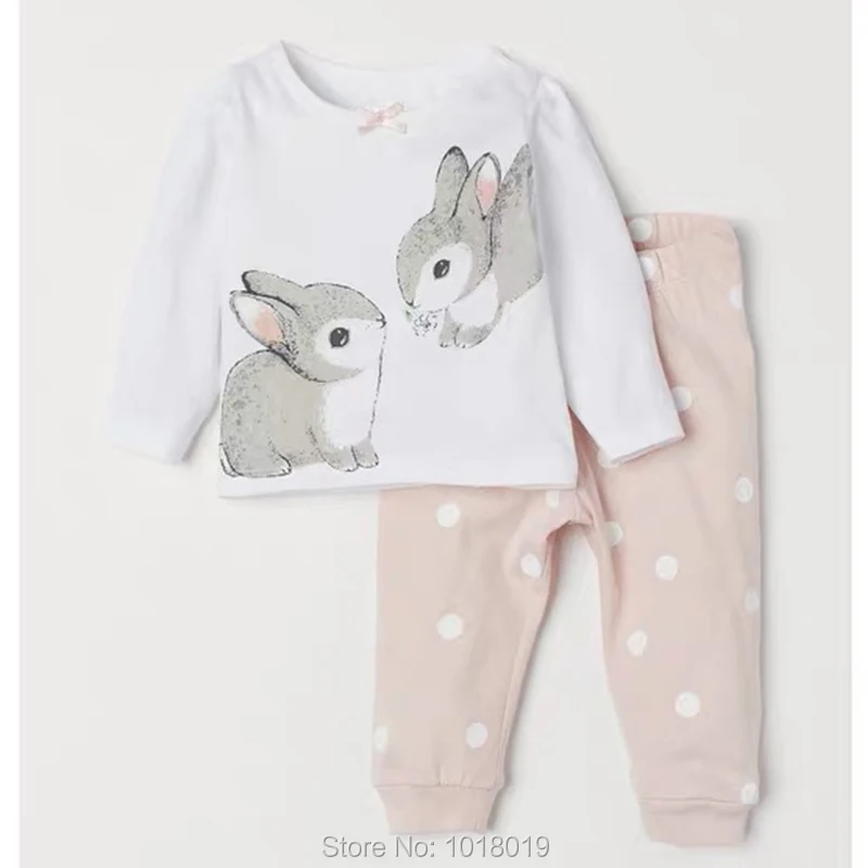 Baby Girl Drabužiai Nustato Naujus 2021 Prekės Kokybės Šukuotos Medvilnės Bebe Merginos Long Sleeve T-shirt Kelnes 2vnt Vaikų Drabužių Rinkiniai