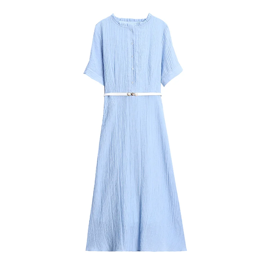 2021 Vintage Blue Šifono Midi Marškinėliai, Suknelės Pavasarį, Vasarą, Naujas Kieto Plius Dydis Kilimo Ir Tūpimo Tako Suknelė Elegantiškas Moteris Bodycon Šalies Vestidos