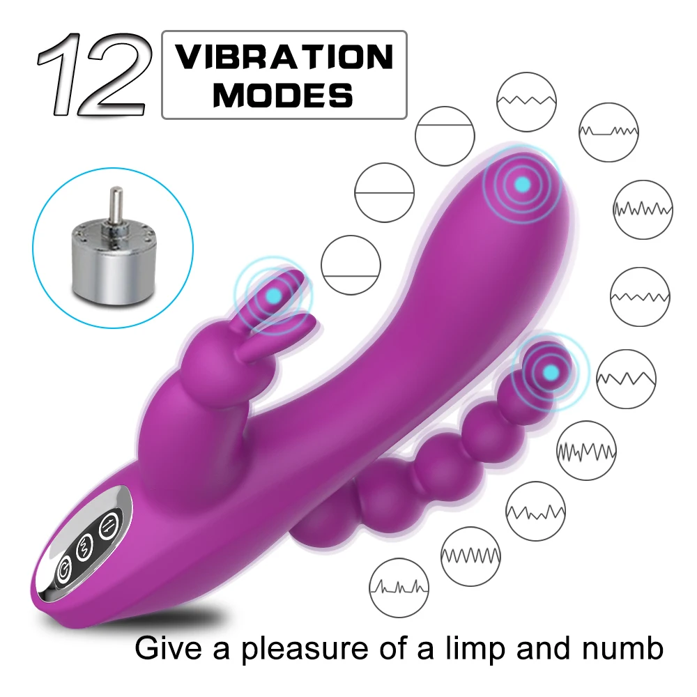 12 Funkciją Įkrovimo Rabbit Vibratorius G-taško ir P-taško Analinis Vibratorius Triple Kreivė Clit Stimuliatorius Dildo Vibratorius Moterims