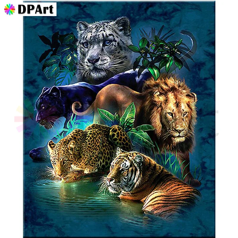 Diamond Tapybos 5D kvadratiniu/Apvalus Gręžimo Tigras, Liūtas, Leopardas Gyvūnų Daimond kalnų krištolas Siuvinėjimas, Tapyba Kryželiu M622