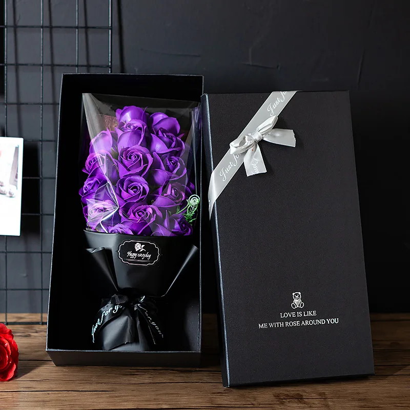 2021Valentine dieną Vestuvių dovanos rožių gėlių, dovanų dėžutėje puokštė meškiukas pliušinis lėlės Valentino dienos dovanų rožių lokys rožių dekoracija