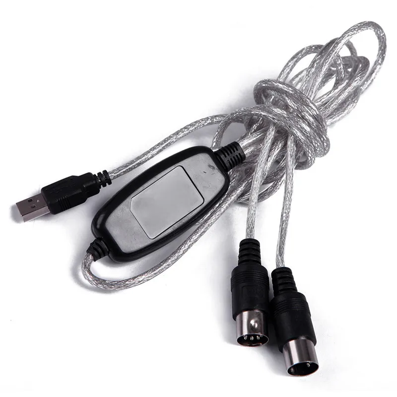 USB MIDI Kabelio Adapterio Kabelis 2 in 1 VNT Sintezatorių Muzikos Studija Klaviatūros Kabelio su Adapteriu Kompiuterio 