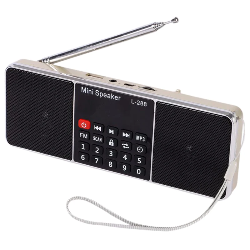 Mini Nešiojamas Įkraunamas Stereo L-288 FM Radijas, Garsiakalbis, LCD Sn Parama TF Kortelė USB Disko MP3 Muzikos Grotuvas Garsiakalbis