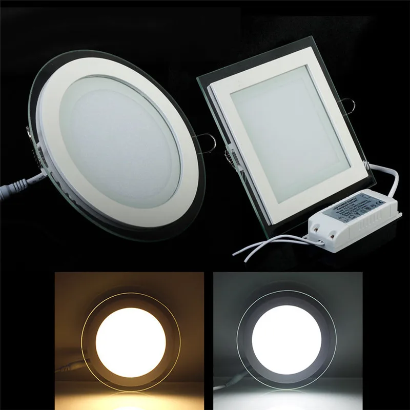 3 spalvų kaita, stiklo led SMD šviesos diodų (LED) skydelį Lubų Nišoje Šviesos AC85-265V LED Downlight SMD 6W 9W 12W 18W Namų apšvietimo 1pcs