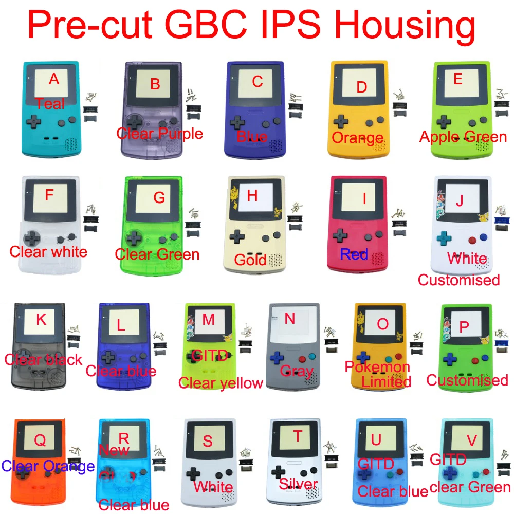 Visas Ekranas Ekranas GBC IPS LCD Apšvietimas Gameboy Color LCD ekrano spalvos modelis reguliavimas Su Pre-cut 