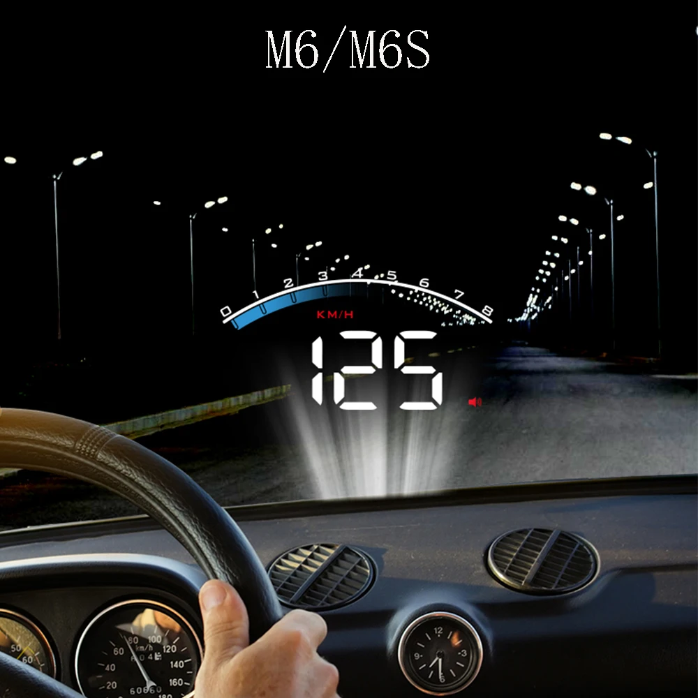 Automobilių HUD M6/M6S HUD Ekranas Automobilį KM/h, MPH Daugiafunkcį Auto Elektronikos OBD2 prietaisų Skydelio Stiklą Projektorius Head Up Display