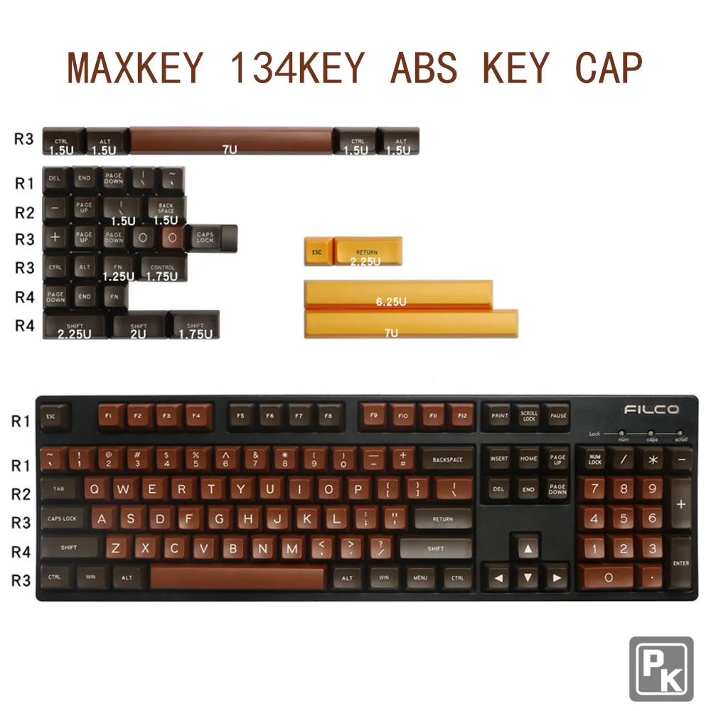 MAXKEY SA Aukštis ABS 134 Keycap Šokolado Dviejų Spalvų Liejimo Mechaninių Žaidimų Klaviatūra