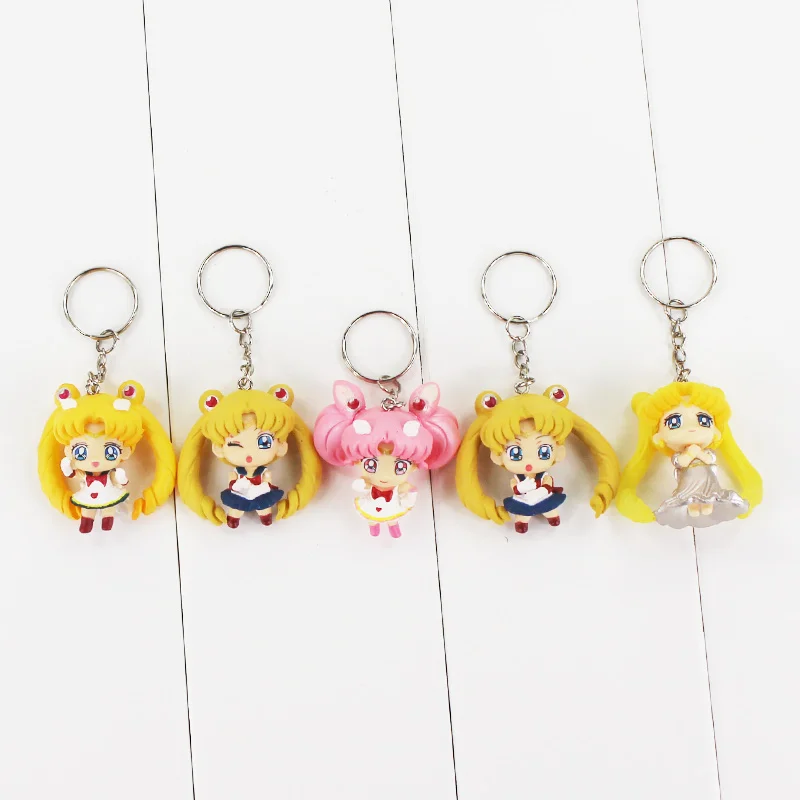 5vnt/Daug Sailor Moon Pav Žaislai Tsukino Vestuvių Suknelė Ramybės Gana Guardian Modelio Lėlė Pakabučiai Keyrings