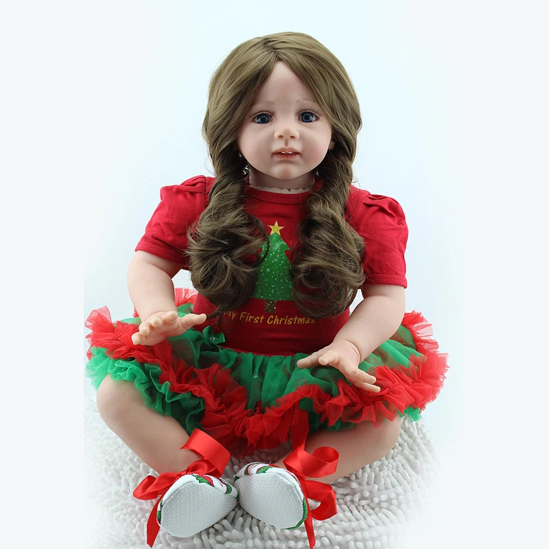 24Inch Reborn Baby Doll Mielas Princesė Ilgi Plaukai, Graži Mergina Kūdikis Reborn Lėles Vaikams, Žaislai, Kalėdų Dovanos