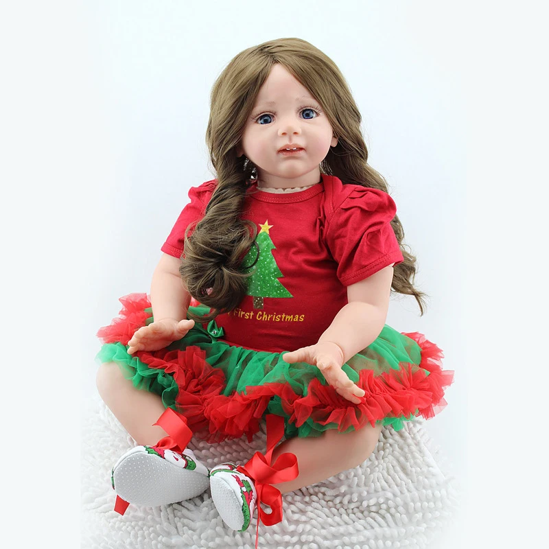 24Inch Reborn Baby Doll Mielas Princesė Ilgi Plaukai, Graži Mergina Kūdikis Reborn Lėles Vaikams, Žaislai, Kalėdų Dovanos