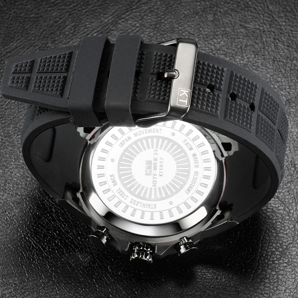 Aukštos Kokybės Vyrai Gumos Dirželis Plaukti Laikrodžiai LED Skaitmeninio Signalo Kvarco Žiūrėti Karinės Vandeniui 50M Dvigubas Ekranas Laikrodis Relojes