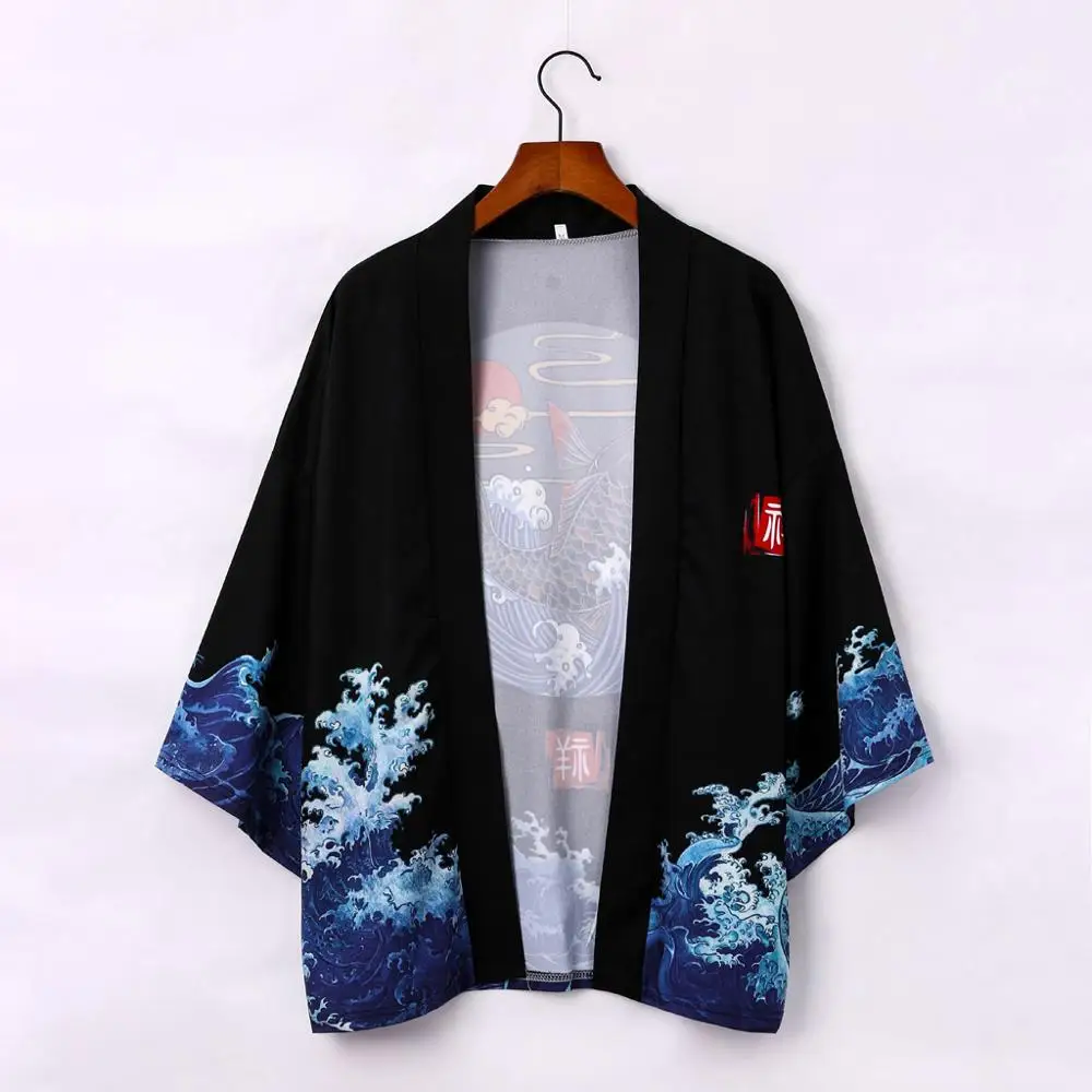 Spausdinti Japonų Kimono Megztinis Kimono Derliaus Vyrams Haori Samurajus Kimonos Streetwear Marškinėliai Vasarą Naujų Japanes Mens Haori Yukata