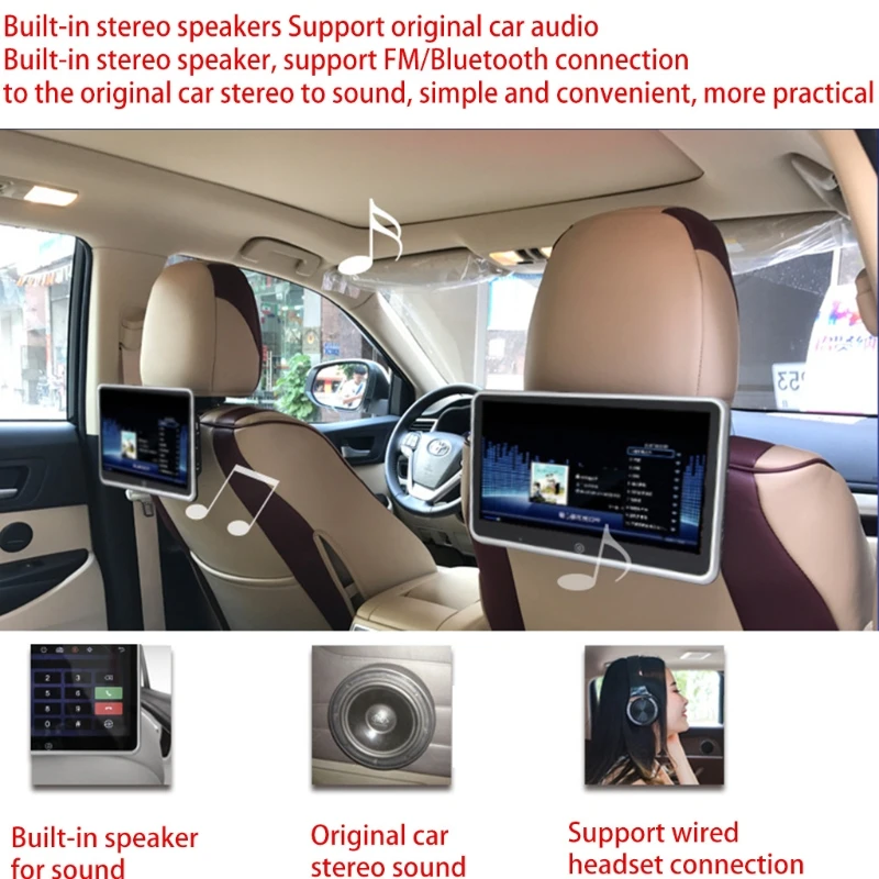 10.1 colių Automobilių Pogalvių Monitorius, 1080P Vaizdo HD LCD Skaitmeninis Ekranas Bluetooth/USB/FM/TF MP5 Vaizdo Grotuvas