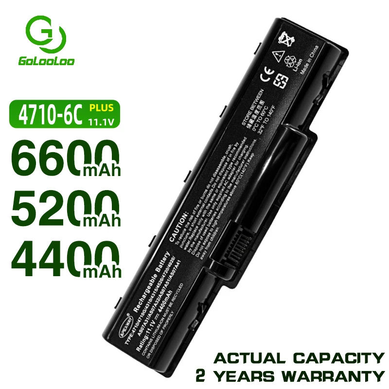 Golooloo 6600mAH Baterija Acer Aspire AS07A31 5738zg 4740g 5740g 5542g 4930g AS07A32 AS07A41 AS07A42 AS07A51 AS07A52 AS07A71