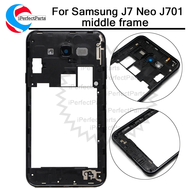 Originalus Samsung Galaxy J7 Neo SM-J701M J701 Viduryje sienelėmis Važiuoklės Plokštė Su Galinio vaizdo Kamera Stiklinis Lęšis