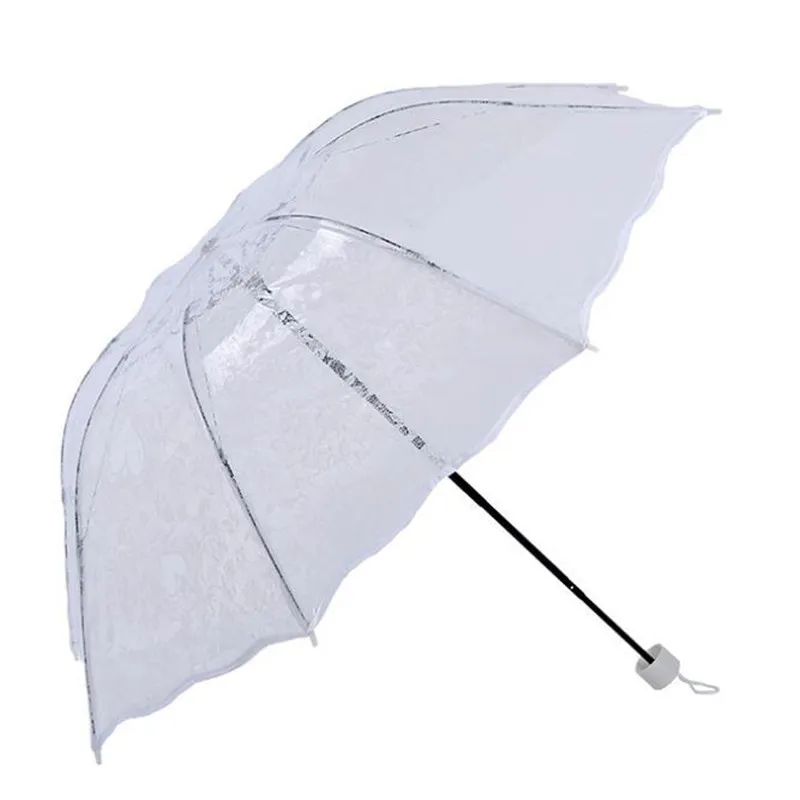 Maži skaidrūs skėčiai moterų princesė nėrinių skėtis nuo lietaus moterų sulankstomas skėtis,paraguas,paraguas transparente