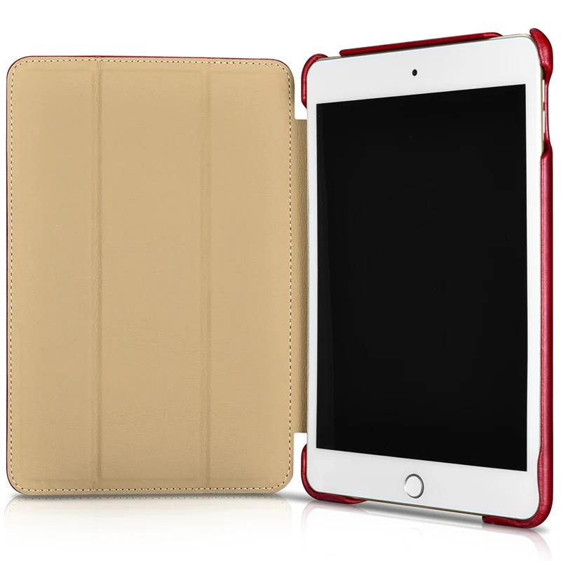 Naujausias Apversti karvės odos Originali Odinis dėklas, skirtas Apple iPad mini5 Ultra-plonas Verslo Sulankstomas Stovas Smart Cover iPad mini5 8