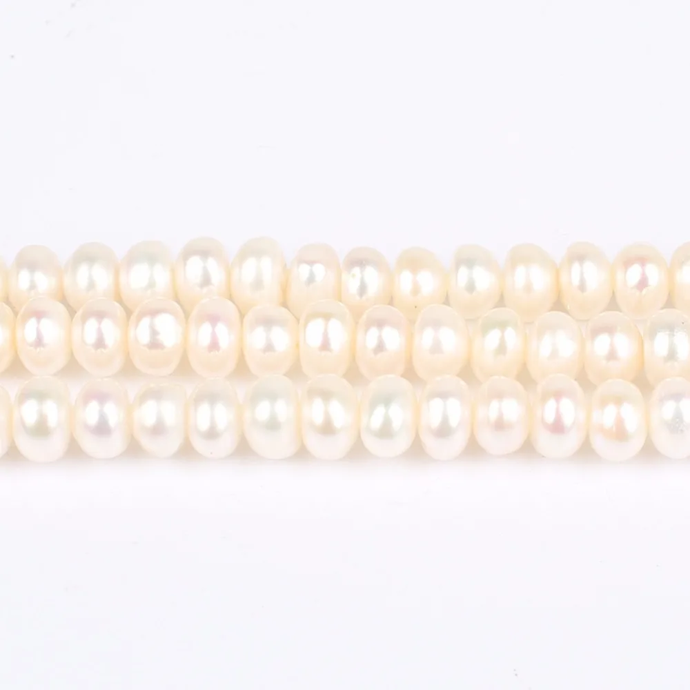 AA Mados gamtos 6-7mm Tarpiklis būgno formos perlų karoliai karoliukai Moterų Mergina gėlavandenių perlų karoliai, papuošalai priėmimo 