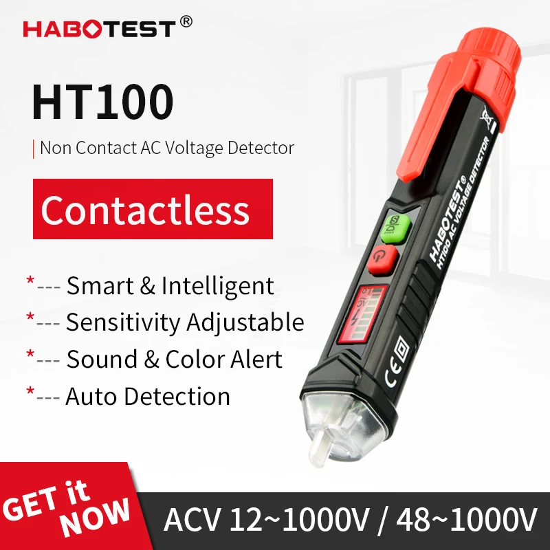 Elektros Jutiklio Įtampos Detektorius nekontaktinėmis Signalizacijos Voltmeter Indikatorius Pen Live Wire Nustatyti HT100