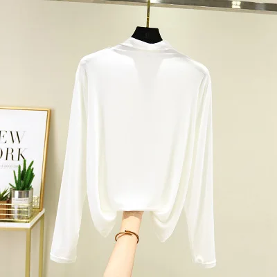 Naujas spausdinti moteriški marškinėliai ilgomis rankovėmis mielas drabužius viršūnes Modalinis aukšto kaklo, ilgomis rankovėmis T-shirt 3001 01