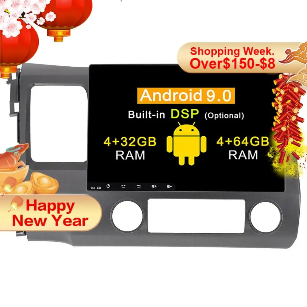 DSP Android 9.0 automobilio radijo tipas diktofonas HONDA Civic 2006-2011 GPS Navi 