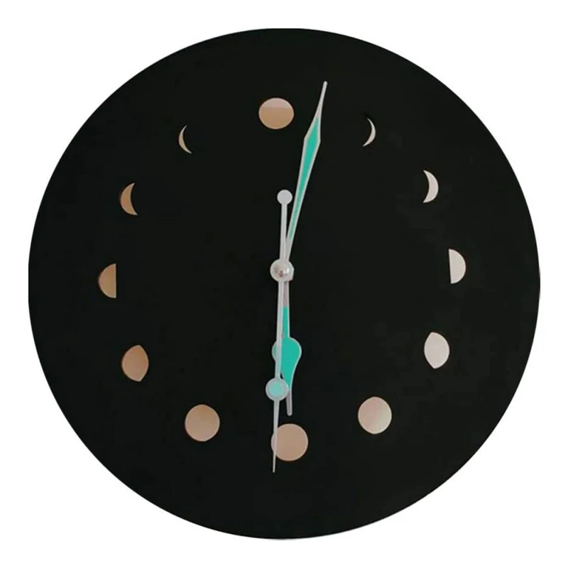 Medinės 3D Sieninis Laikrodis Retro Stiliaus Mėnulio Fazės Medienos Liuminescencinės Sieninis Laikrodis Išjungti Su Apšvietimu Paprasta Namų Puošybai