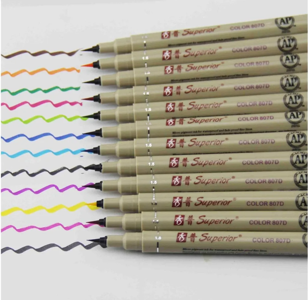 12colors Minkštu šepečiu rašiklis animaciją variegating įvairiaspalviais Adata Meno Žymekliai Pen Piešimo, Tapybos Reikmenys