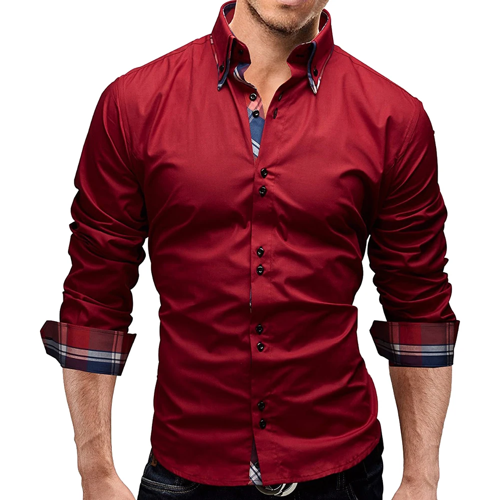 Plius dydis M-3XL 2020 Atsitiktinis Marškinėliai Vyrams Mados ilgomis Rankovėmis Pledas Marškiniai Vyrams Marškinėliai Kieto Spalvų Marškinius Vyras Prekės ženklo Drabužių