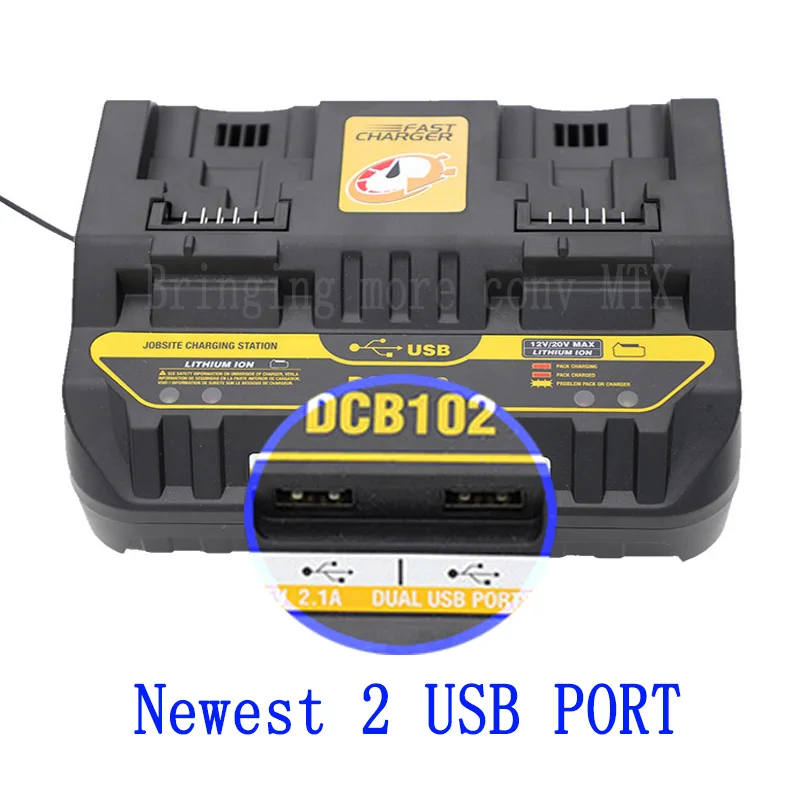 Greito įkrovimo DCB102 Li-ion Baterijos įkroviklis DeWalt 12V 14,4 V 18V 20V DCB105 DCB200 dvigubo apmokestinimo padėtis su USB naujas