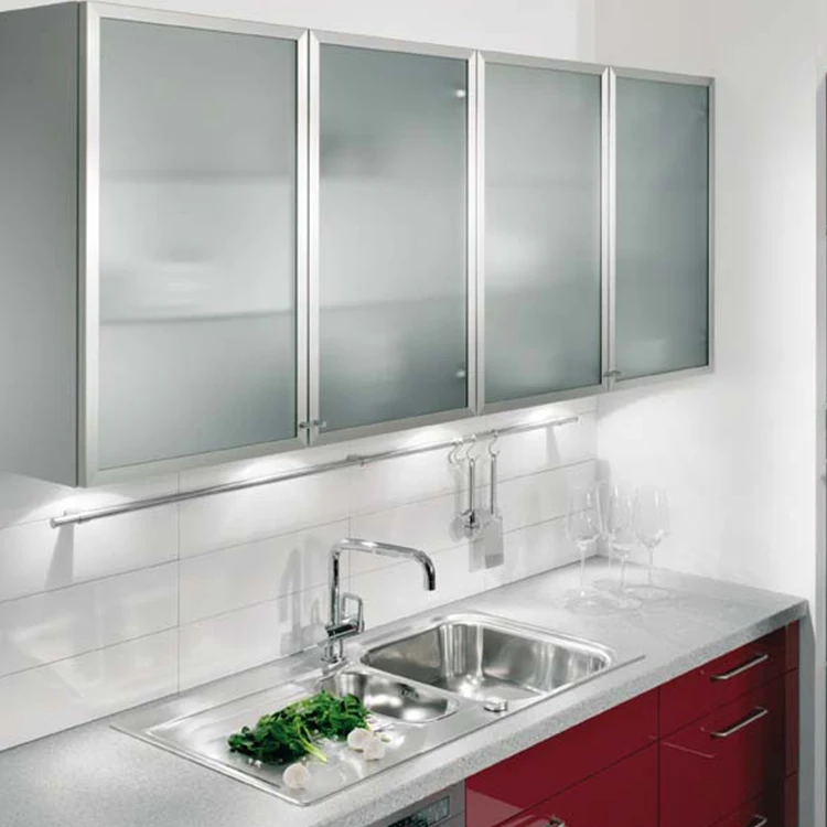 UKE Aikštėje anoduoto aliuminio rėmas virtuvės spintelių stiklo durų ir langų aliuminio rėmeliais stumdomos stiklo durys