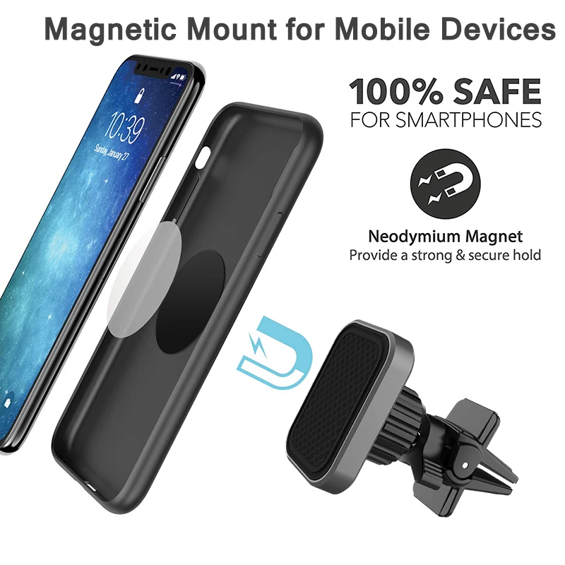 XMXCZKJ Automobilių Magnetinis Laikiklis Magnetas Universalus Mobiliojo Telefono Laikiklis Oro Angos Kalno Stovi 360 Rotacijos Iphone 7 8 Samsung S7 S8