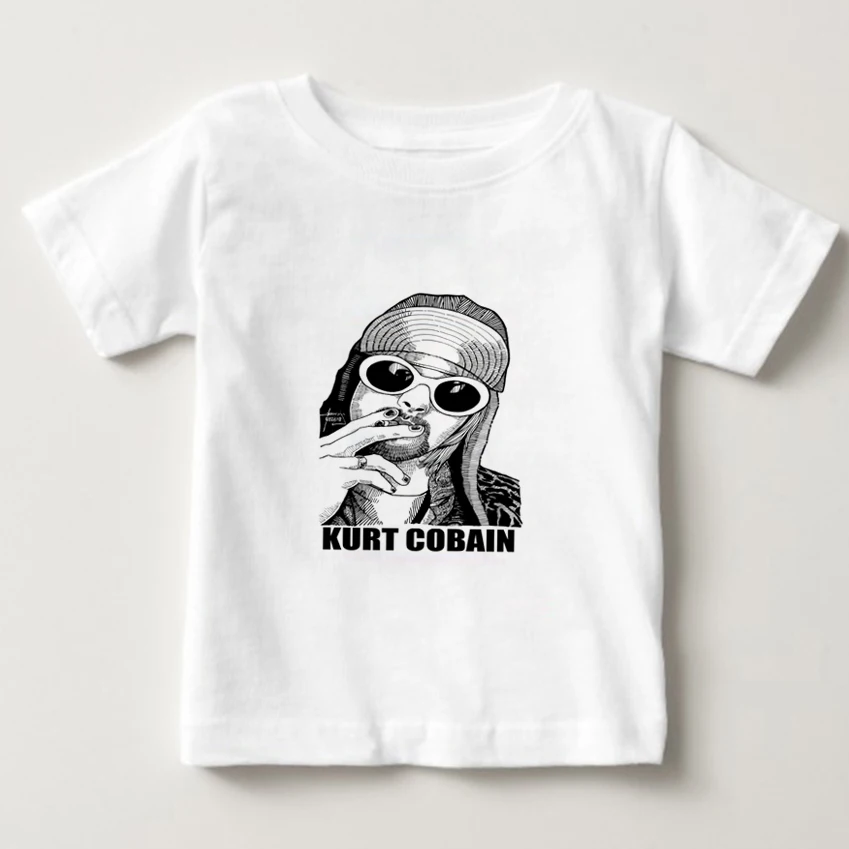 2019 m. Vasarą Naujas Mados T-Shirt Vaikų trumpomis Rankovėmis T-shirt Kurt Cobain 