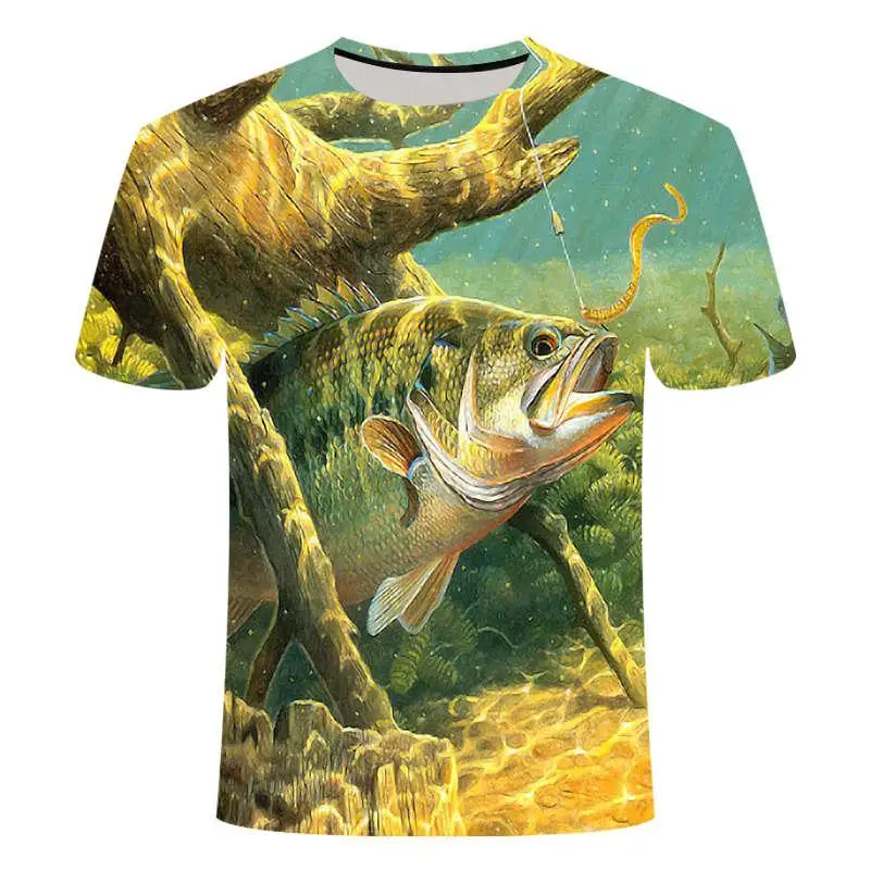 Vasaros vėliau kaip 2020 m. žuvų Lauko T-shirt vyras cool 3D spausdinimo žvejybos vyrai trumpas viršūnes 0collar atsitiktinis vyrų žvejybos t-shirt poissons