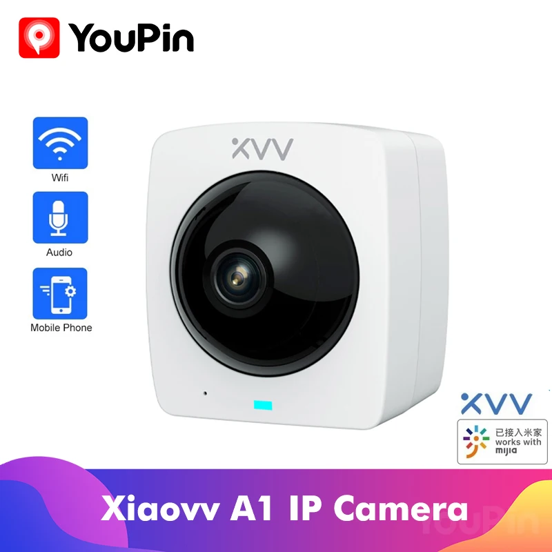 Xiaovv A1 Smart 360 Panoraminis IP Kamera HD 1080P AI Humanoidų Aptikimo Saugumo ir SPINDULIŲ Naktinio Matymo Survillance Mini VAIZDO Kamera