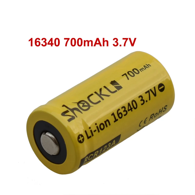 4pcs/daug RCR123A baterija Shockli 16340 700mAh 3.7 V, Li-ion įkraunama baterija, cr123a namų kameros LED Žibintuvėlis Žibintai