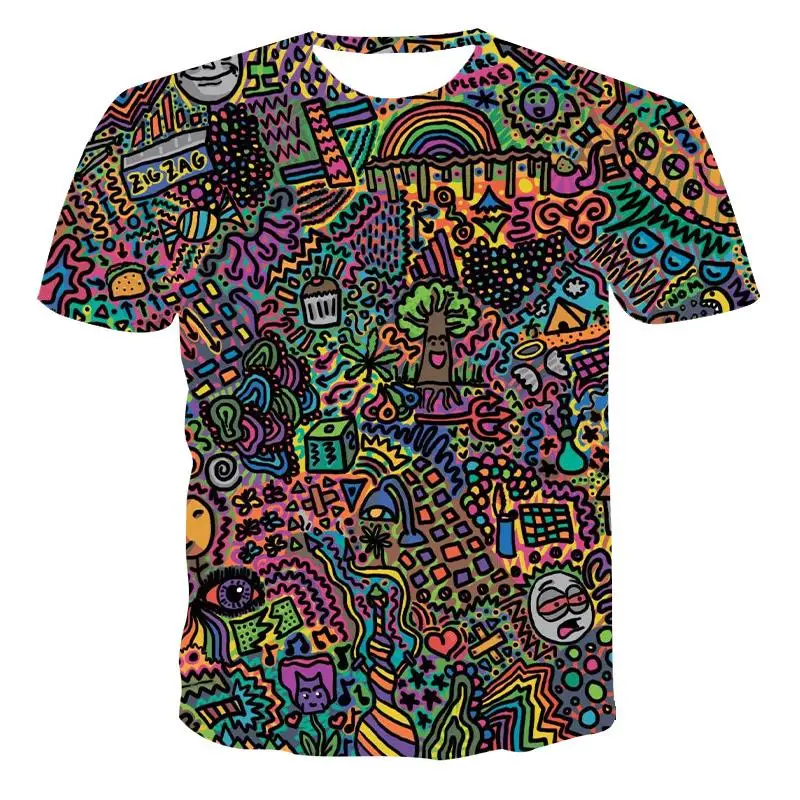 2020 naujas 3D Vasaros mados T-shirt abstrakčiai Vyrų moteris Laisvalaikio Print T-marškinėliai, vyriški marškinėliai Street Wear