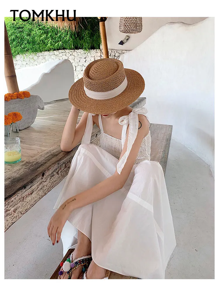 Naują Atsitiktinis Rankų Darbo Šiaudų Paplūdimio Skrybėlę Moterims Vasaros Atostogų Panama Kepurė 2020 Naujas Mados Įgaubtas Butas Apsaugos Nuo Saulės Skydelis Skrybėlę