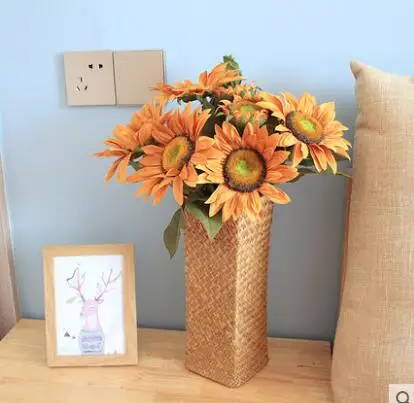 Derliaus Šiaurės austi vaza šiaudų pintais kambarį apdaila, džiovintų gėlių, gėlių kompozicijų gėlių krepšelis maža vaza gėlių po